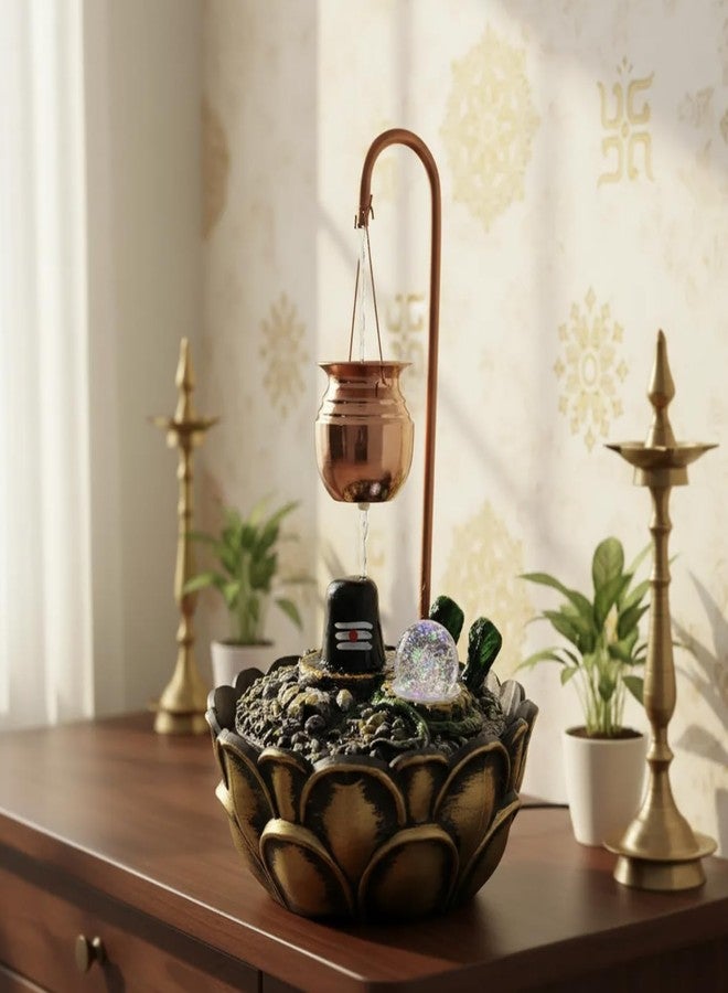 ALILA Water Fountain Indoor for Pooja Room, Worship (Copper, Size: 18inch) (Modern Shivling) - Image 2